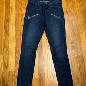 Express High-waisted stretch jeans with zipper and stitching detail